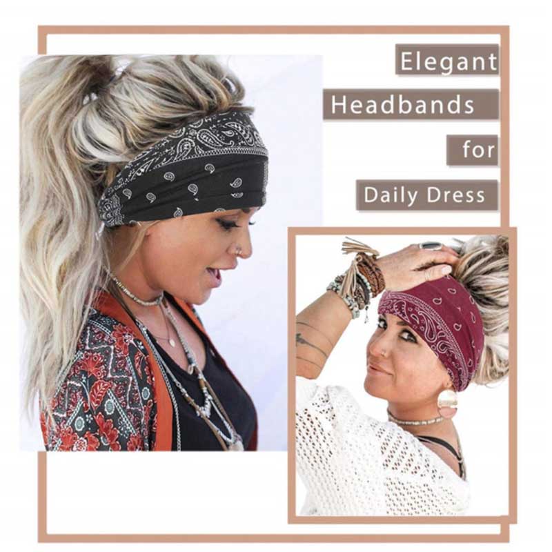 Новые винтажные эластичные повязки на голову с узлом, тюрбан, широкая повязка на голову для женщин и девочек, хлопковая мягкая бандана с цветочным принтом, аксессуары для волос в стиле бохо