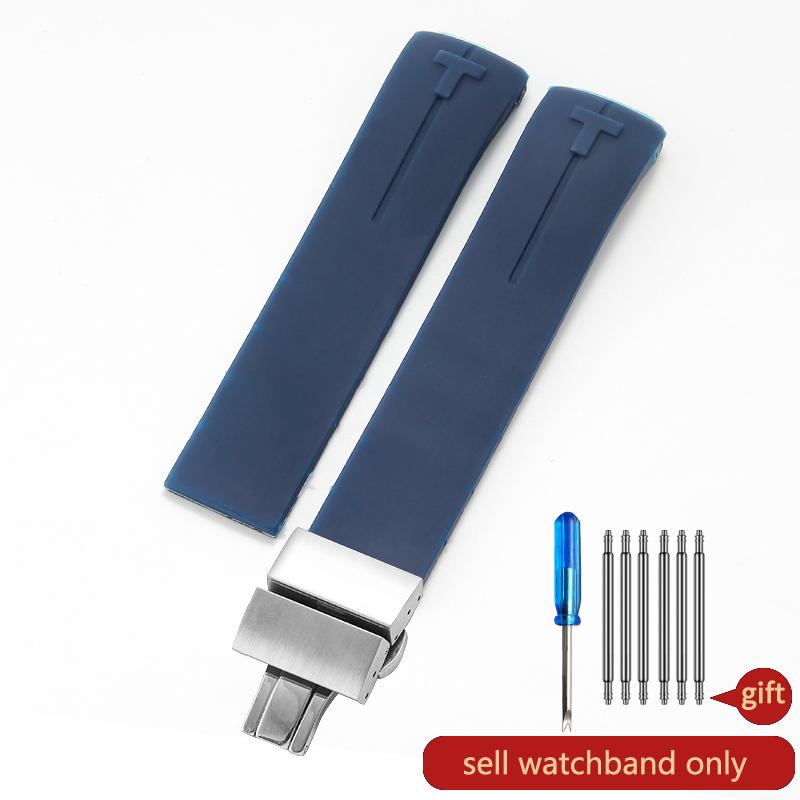 Нескользящий Высокоэластичный для Tissot T-Touch 21 20 мм Черно-Оранжевый T047 T013 T33 Специальный Интерфейс Антивозрастной Силиконовый Ремешок для Часов