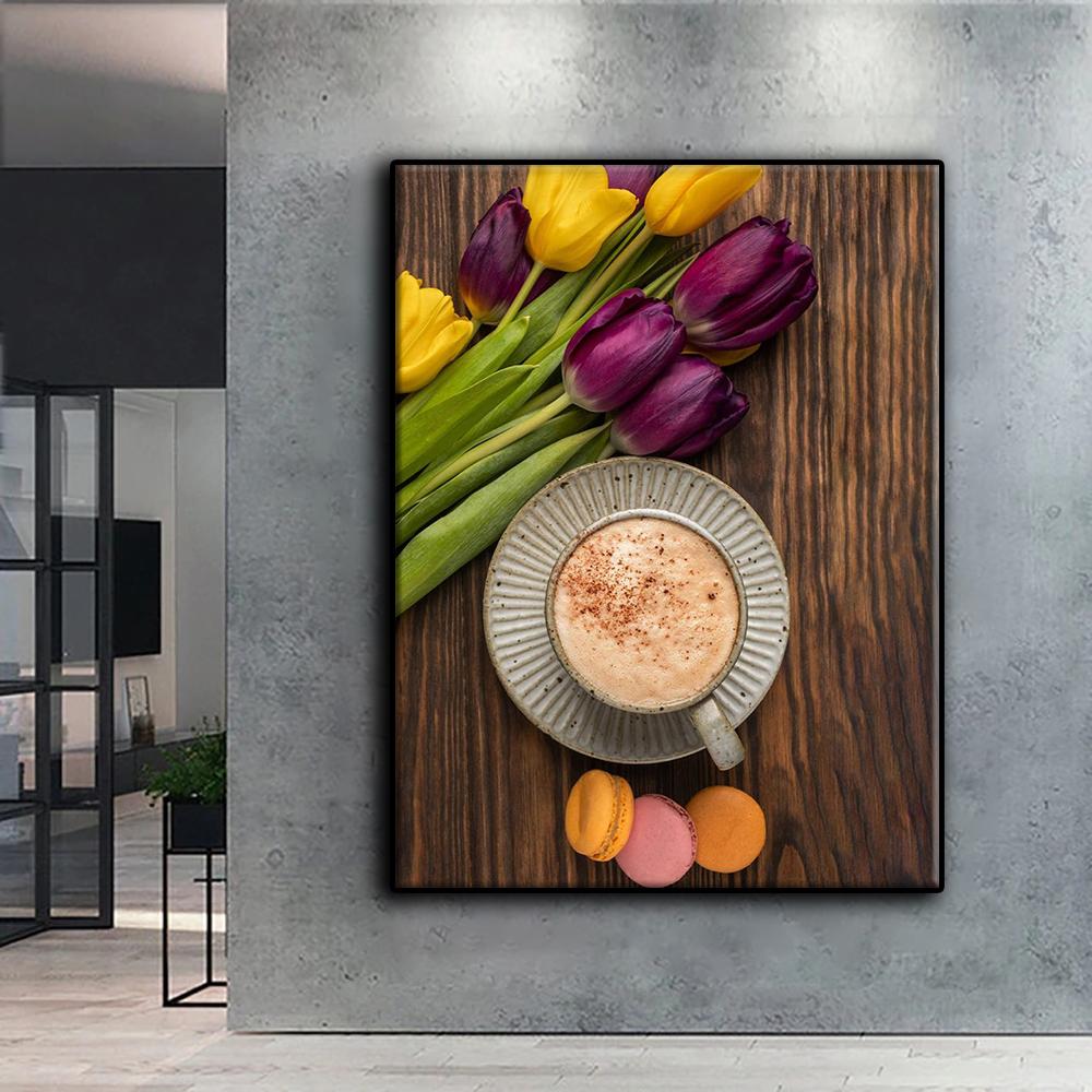 5D DIY Diamond Painting Tulips And Coffee Cross Stitch Diamond Art Embroidery  Mosaic Home Deco