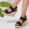 Fashion Black Band Chunky Platform Wedge Sandals Women 2025 Summer 10Cm Super High Heels Slip On Sandalias Mujer Plus Size Sandles Woman