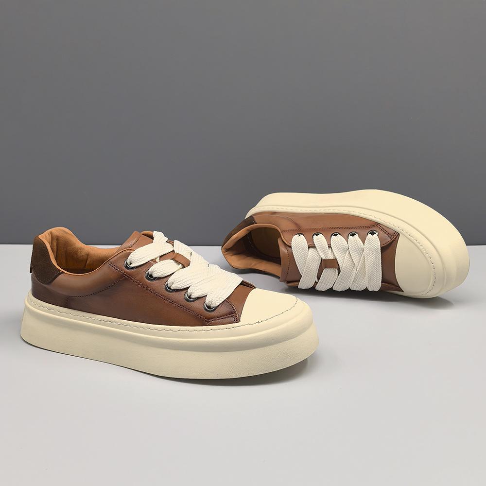Leather board shoes men's versatile cookie shoes men's shoes high-end light luxury men's niche casual shoes men