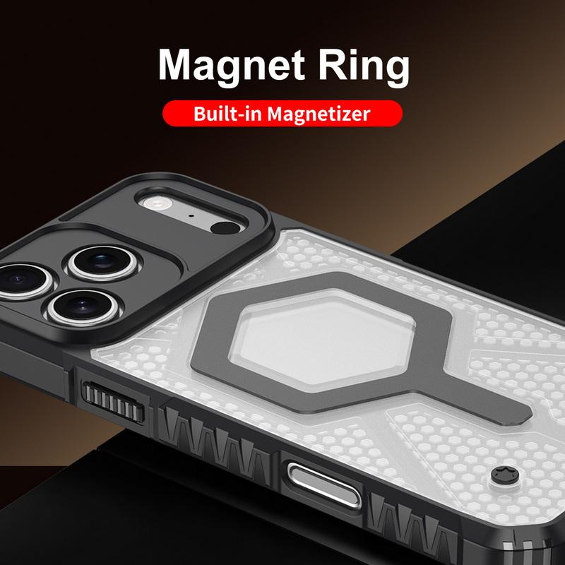 Магнитный чехол для телефона с сотовым рисунком для iPhone 17 Pro Max 16 15 14 13 Pro Max Гибридный ударопрочный бампер из ТПУ+ПК