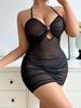 Sexy Halter Mesh Dress Womens Intimates Sheer Transparent Nightgown Ropa Intima Feminina Pure Desire Bodycon Sexy Lingerie