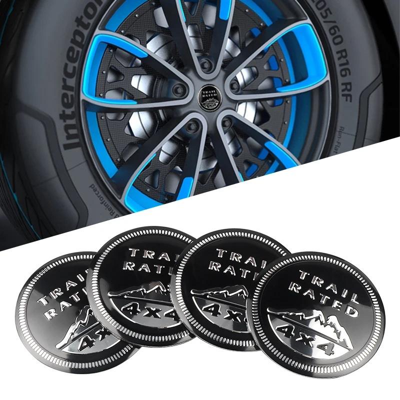 4PCS 56mm Car Wheel Hub Center Cap Sticker for Jeep Renegade Wrangler JK JL Grand Cherokee Compass Patriot Rim Logo Cover