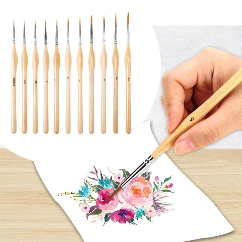 11Pcs Fine Detail Paint Brushes Miniature Brushes for Acrylic Watercolor Gouache Oil Face Painting Scale Model Figurines