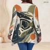 Plus Size Women V Neck Long Sleeve Loose Top With Irregular Split Hem For Casual Occasions