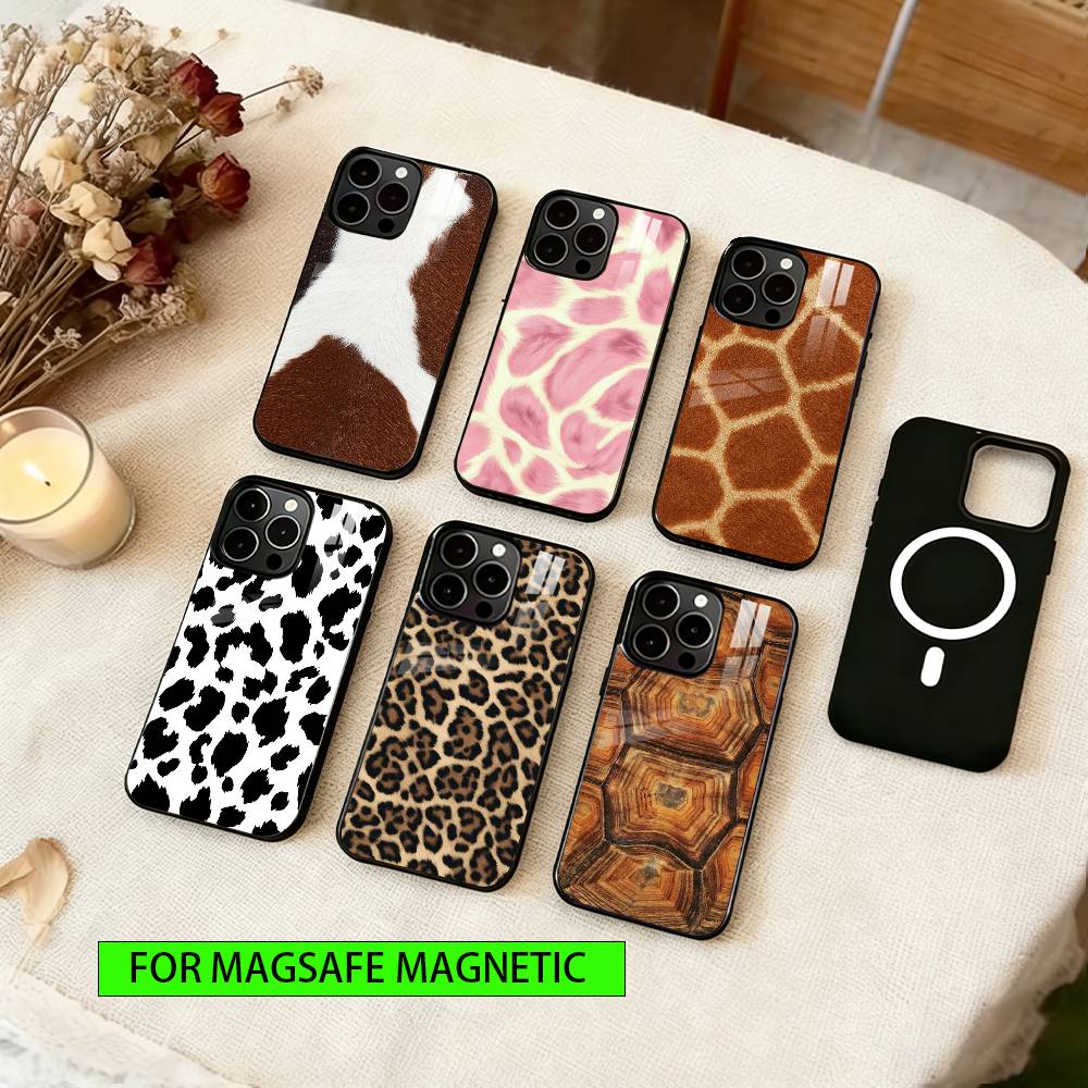 Чехол для телефона с животным принтом для iPhone 17, 16, 15, 14, 13, 12, 11 Plus, Pro, магнитный, для беспроводной зарядки Magsafe