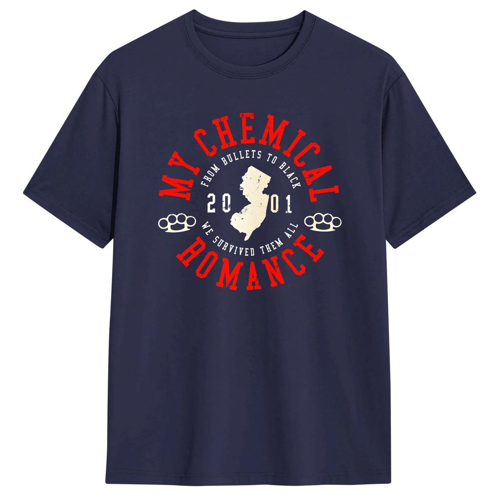 My Chemical RoUnisexce MCR Bullets 20 Years TShirts for Unisex Funny Cotton Tees Crewneck Short Sleeve T Shirts Plus Size Clothes