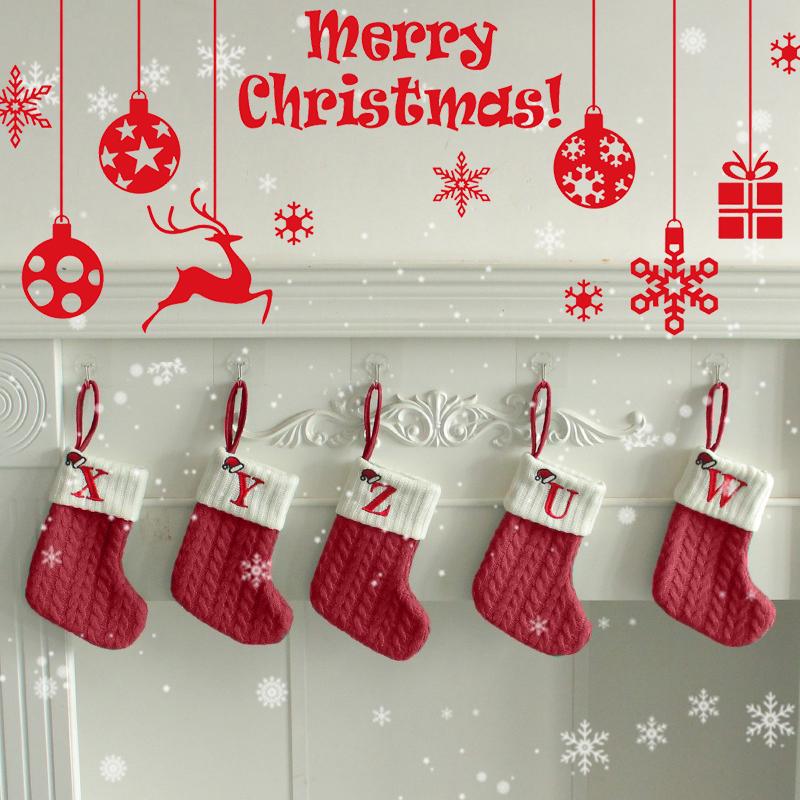 Christmas Stocking Knitting Snowflake Letter Socks Christmas Decoration For Home Christmas Alphabet Knitting Sock New Year  Gift