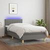 Box Spring Bed with Mattress & LED Dark Grey 90x200 cm Fabric