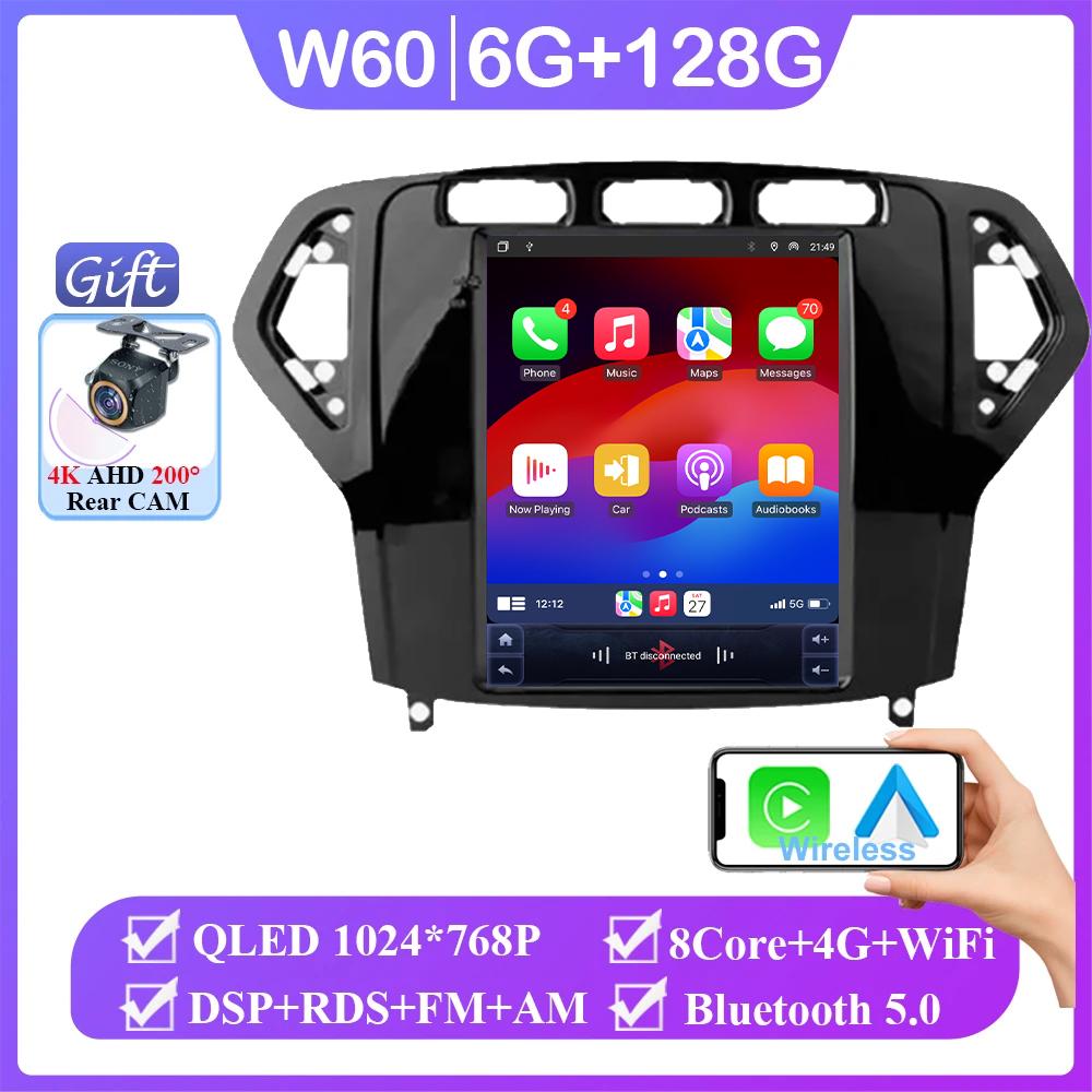 Carplay Вертикальная Модель Беспроводной Android Auto Для Ford Mondeo 2007-2010 Автомагнитола 9,7 дюймов Радио 8 ядер FM AM Мультимедиа