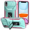 For iPhone XR Case TPU+PC Ring Kickstand Phone Cover Support Magnetic Car Mount -  Black