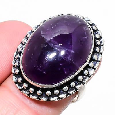 Кольцо из серебра 925 пробы с драгоценным камнем аметист, размер 7,5 M2y51