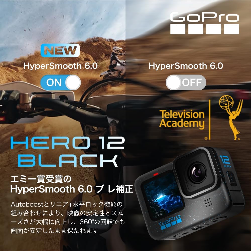 Version GoPro HERO12 Black Action Camera with HyperSmooth HDR Video [FW Japan] 6.0 (2-Year Warranty, Beginner's Set)