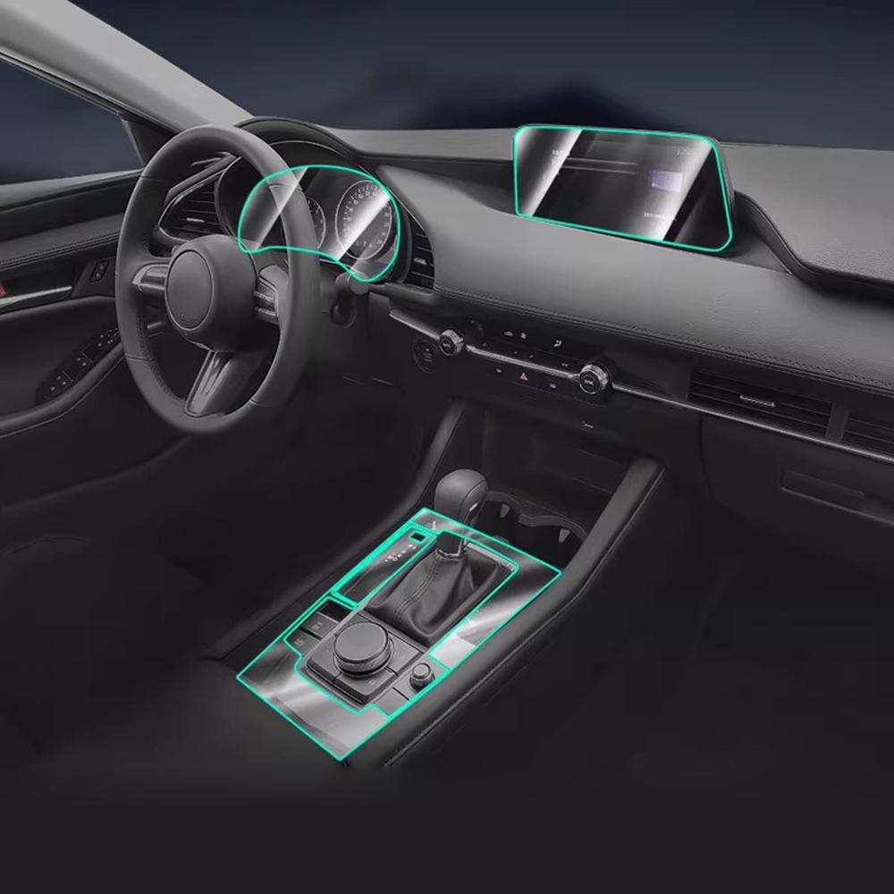 Пленка для салона автомобиля для Mazda 3 2019-2025 Панель приборов Пиано-панель Центральная консоль переключения передач Антицарапающая Прозрачная TPU Заранее вырезанная пленка