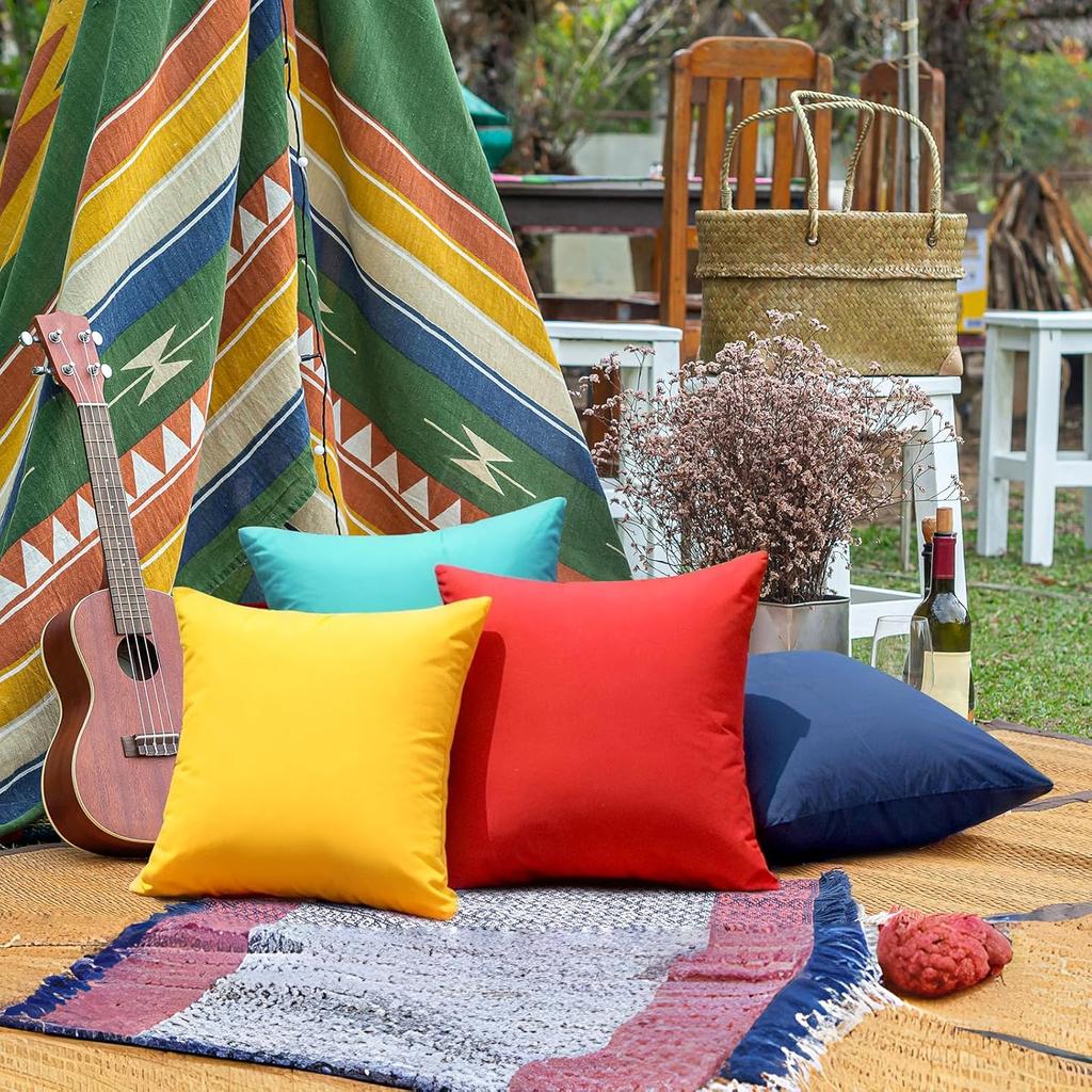 Premillow Outdoor Pillow Covers Set of 2, Decorative Farmhouse Waterproof Pillow Covers, Solid Linen Pillowcase Cushion Covers for Patio Garden