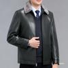 Зимняя новая куртка для папы среднего возраста из кожи с утолщенным меховым воротником, кожаная куртка из овчины, мужская куртка