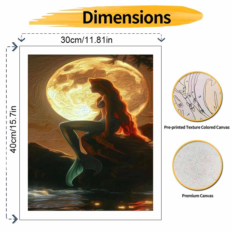 Disney The Little Mermaid Ariel Full Moon Oil Painting Kit Home Decor Gift