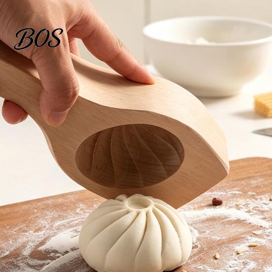 Traditional Chinese Pastry Tool Wooden Steamed Bun Maker Mold, Handmade Dough Pressing for Buns, Solid Wood Shaper Kitchen Gadget Asian Dumpling