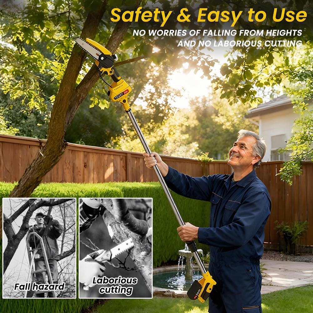 Portable 2-in-1 Cordless Pole Saw, Brushless Electric Chain Saw With 2×1.5Ah Battery, 5.9ft Extendable Reach For Tree Trimming