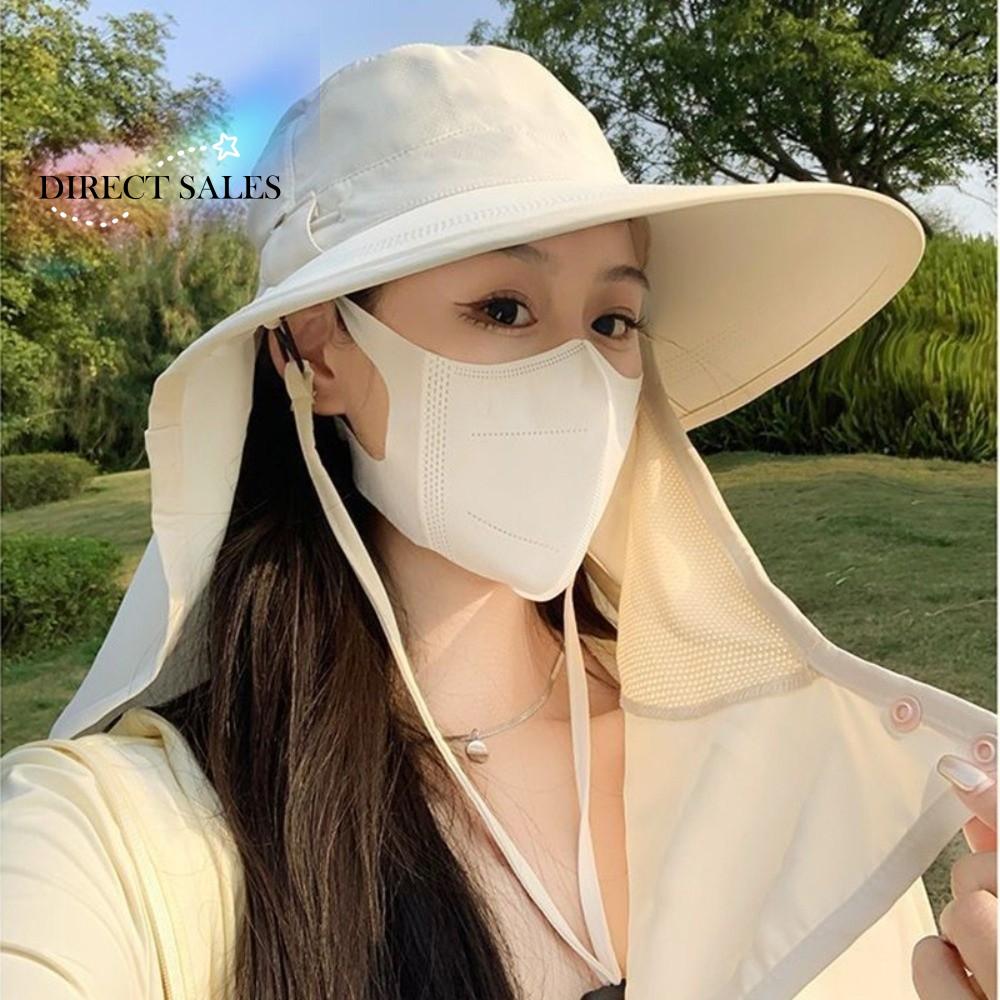 Balaclava Hat Caps Mask Set Sunscreen Sun Hat Sun Protection Neck Flap Bucket Hat Visor Adjustable Rope Fisherman Hat Unisex