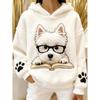 Womens Flannel Hooded Sweatshirt With 3D Dog Print - Cozy Casual Long Sleeve Top Winter