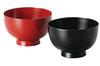 Большие миски для пар, сделанные в Японии J-kitchens, можно мыть в посудомоечной машине (черный и киноварный) (2 миски) 13 см, лакированный, ручная роспись,