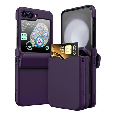 Пластиковый чехол для телефона Samsung Galaxy Z Flip 6 5 4 3 Flip6 Flip5 Flip4 Flip3 5G с полным шарниром и держателем для карт, противоударный чехол