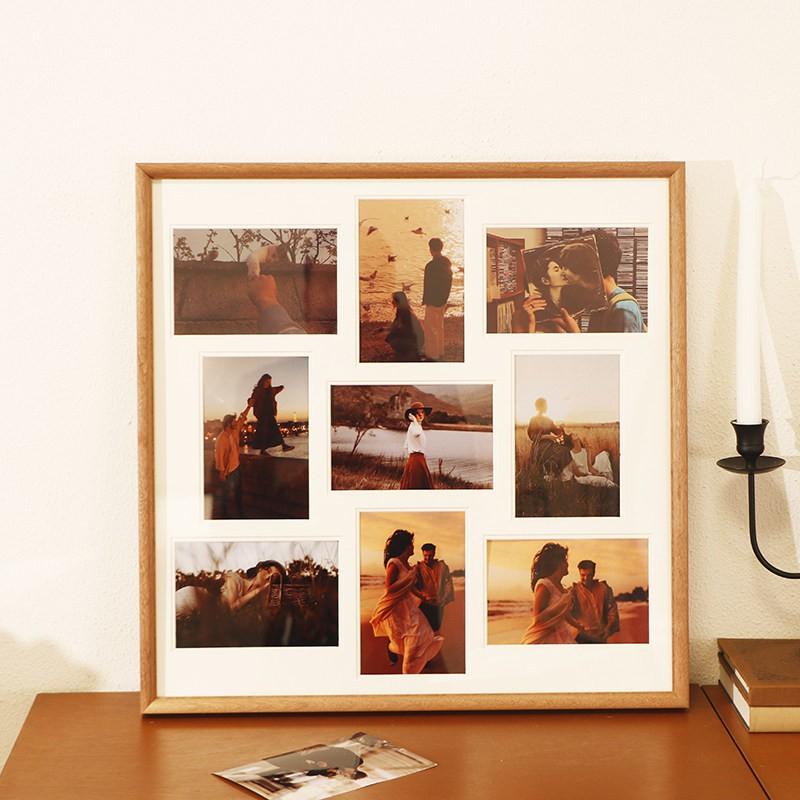 Wooden Multi-Photo Frame 9 Grid DIY Wall Hanging Or Desktop Display Couples Friends Memories Modern Minimalist Home Decor