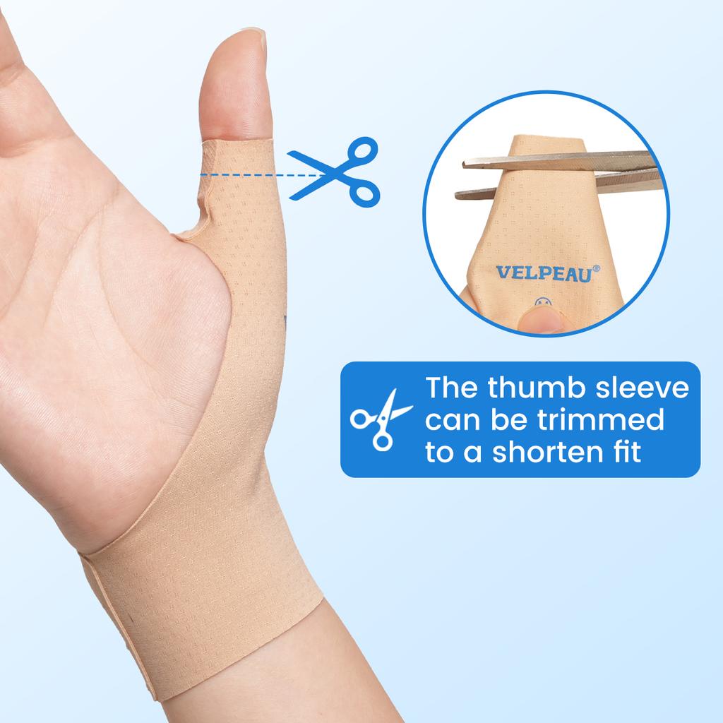 VELPEAU Thumb Compression Sleeve for Mild Arthritis Pain and Sports Thumb Splint Support Liner Universal for Both Hands 2PCS 1