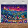 Background cloth for holiday gatherings vivid starry sky scenes including camels and shepherds no need for power supply