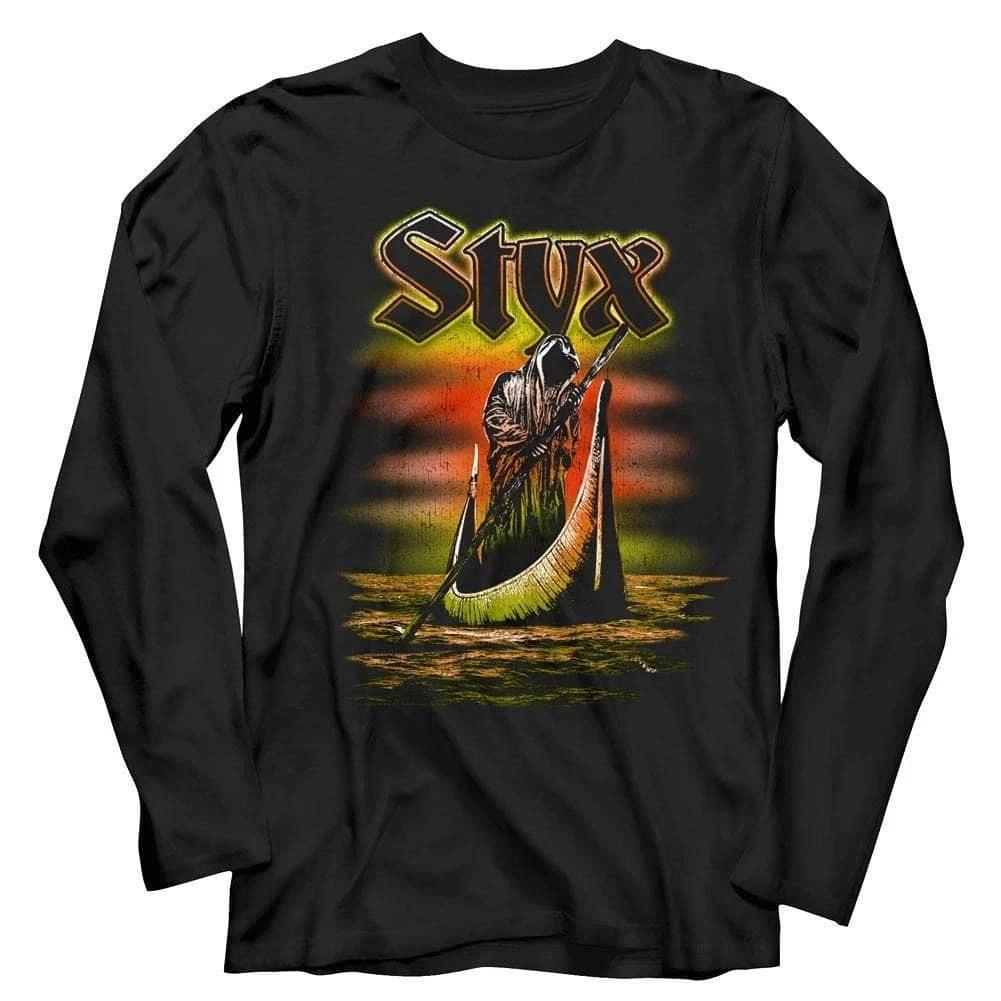 Styx Ferryman Grim Reaper Tour Men's Long Sleeve T Shirt Rock Band Concert Merch