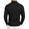 Men S Vintage Casual Waffle Knit Long Sleeve Polo Shirt