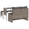 3 Piece Outdoor Dining Set with Cushions Grey Poly Rattan