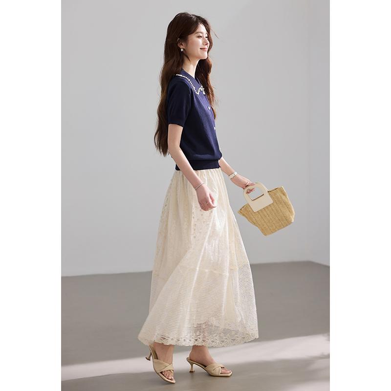 __ Rural Scenery __ Series Fairy Style Embroidered Mesh Half Skirt