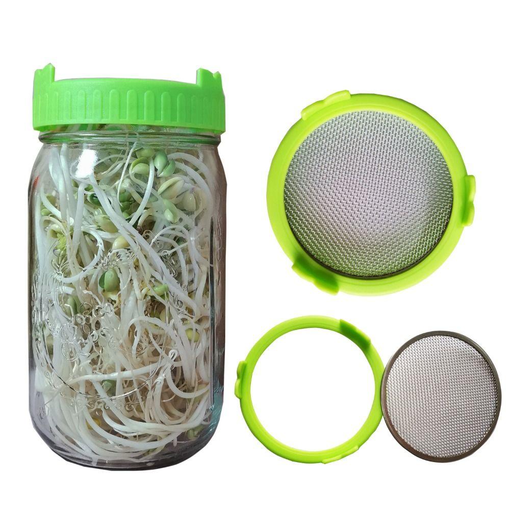 2pcs Metal Wide Mouth Tool For 86mm Jar Sprouting Lid Strainer Sealing Ring Lid Mesh Sprout Cover