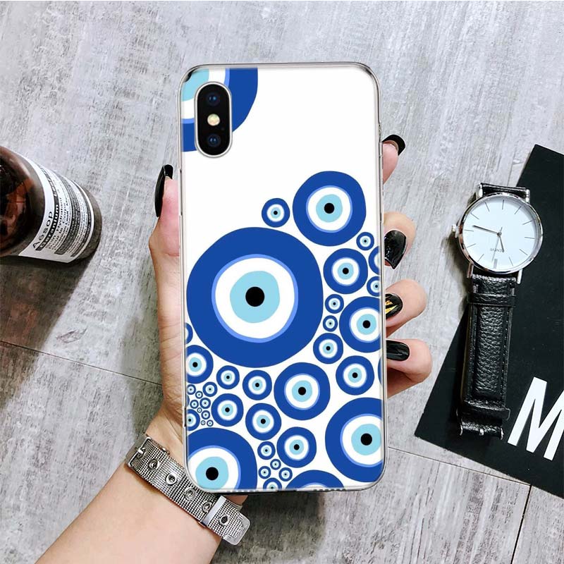 Счастливый синий глаз от сглаза Чехол для телефона Для iPhone 17 Air 16 15 Plus 11 14 Pro Max 13 Mini 12 7 8 + SE Узорный Арт Индивидуальный Чехол 17 Ai