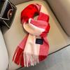 100% Wool Plaid Scarf Men Women Couple Warm Cashmere Blend Checked Winter Neckwear