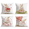 4 Pcs Heartfelt Rabbit Illustration Single-Sided Printed Pillowcase For Living Room Bedroom Car Decoration