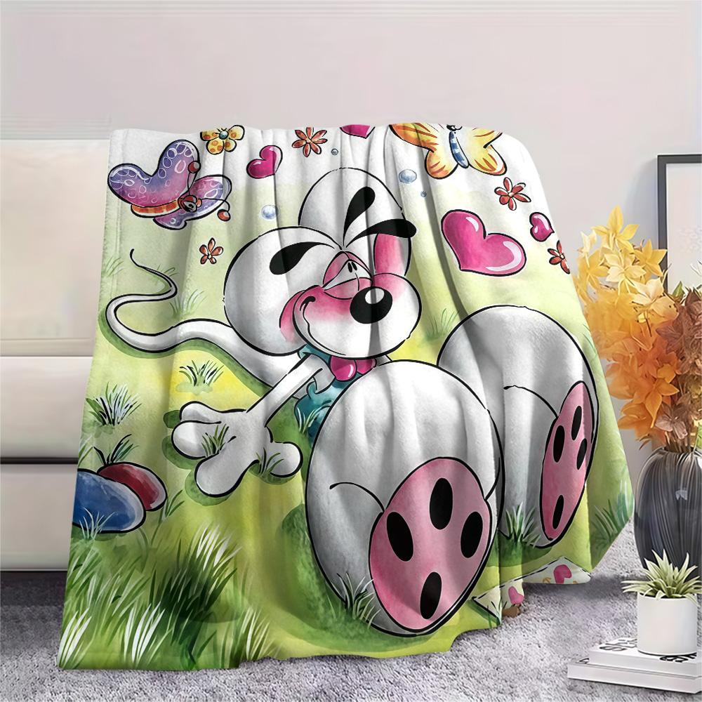 Diddl the Jumping Mouse Flannel Blanket, High quality Comfortable for All Seasons, Home Decor, Warmth and Comfort