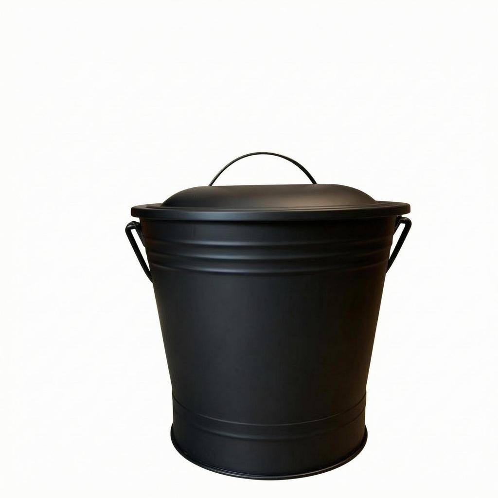 Ash Bucket with Lid Heavy-Duty Steel Large Capacity Container for