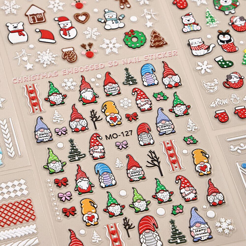 Рождественский милый мультфильм Пингвин Белл Рождественский человек Снежинка 3D наклейки для ногтей