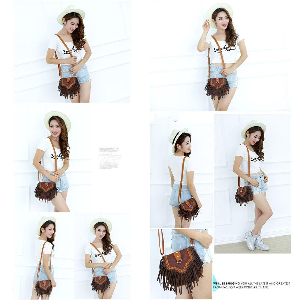 Модная ПУ сумка с бахромой через плечо, ретро кисточка, сумка кроссбоди, женские сумки-мессенджеры