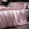 Luxury Mulberry Silk Duvet Cover Set High End Satin Solid Color Quilt Cover and Pillowcases Soft Silky King Size Comforter Cover