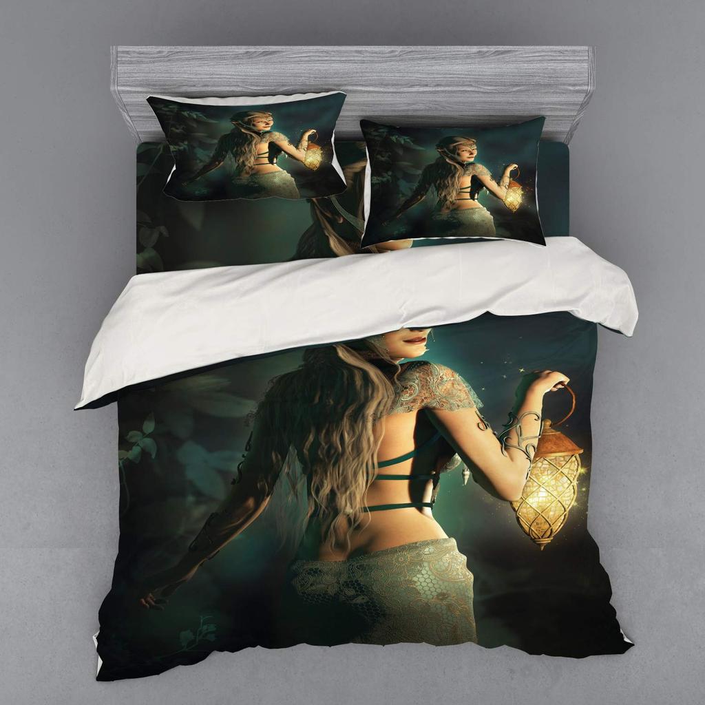 Fairy Duvet Cover Set For Girls Queen Twin Size Lightweight Down Quilt Covers Bedroom Decor 2 Pillowcases 1 Duvet Cover No Quilt