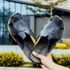 Men Black Leather Slippers Gladiator Sandals Outdoor Summer Brown Handmade Beach Shoes Wide Head Plus Size