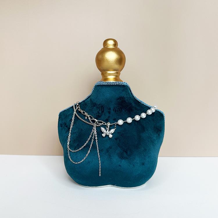 Retro Jewelry Display Stand Luxury Showcase Necklace Display Rack Live Streaming Blue Velvet Necklace Jewelry Shooting Props