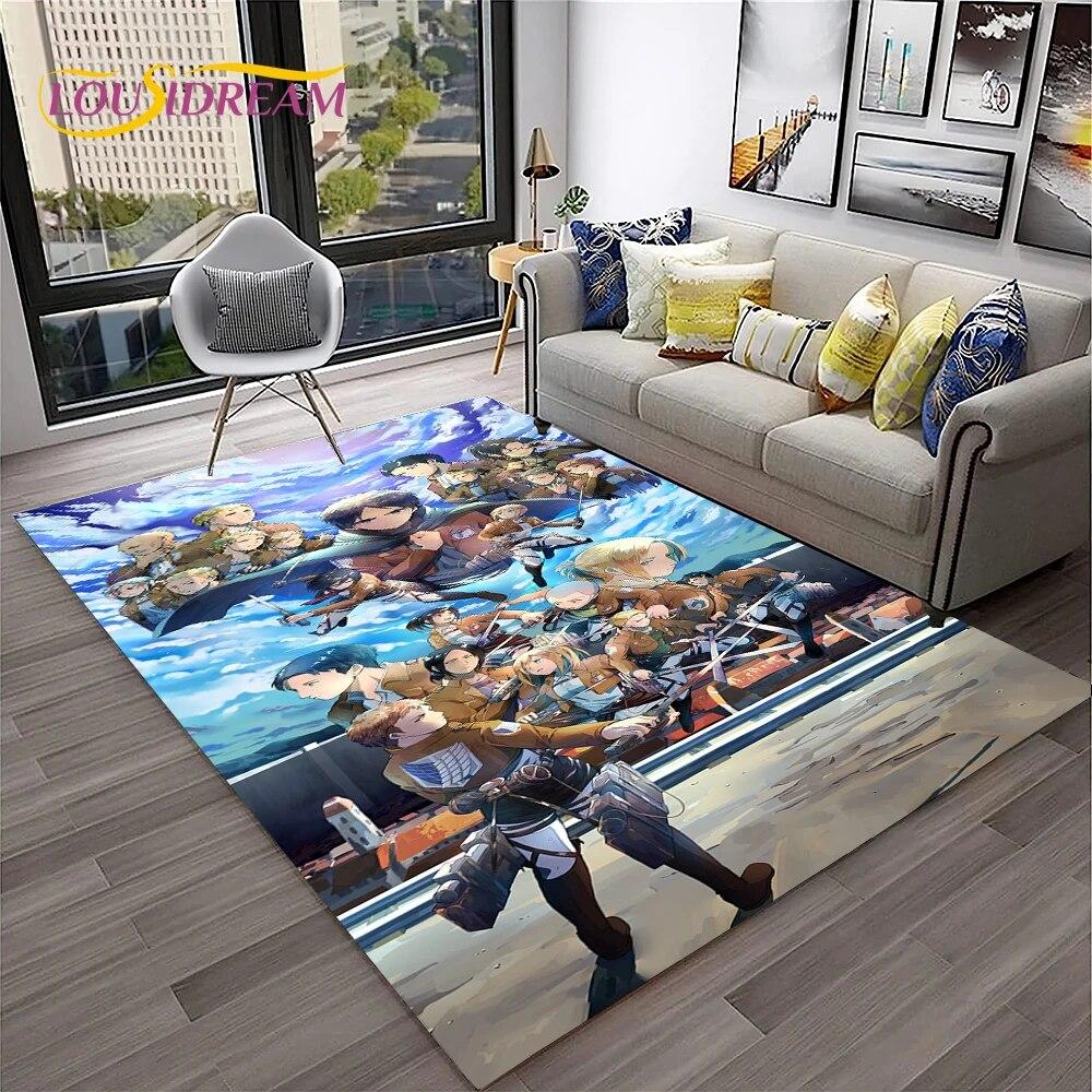 3D аниме «Атака Титанов» ковер с героями мультфильмов для дома, гостиной, спальни, дивана, коврика, декор, детский игровой коврик, нескользящий напольный коврик