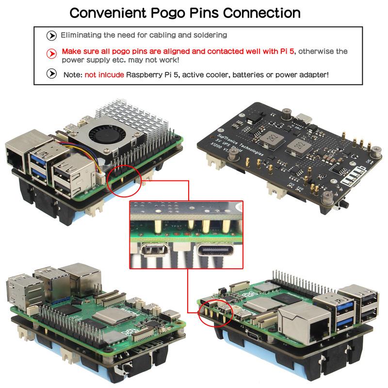 Geekbord X1200 V1.2 UPS HAT & Power Management board with Auto power-on & Safe Shutdown for Raspberry Pi 5