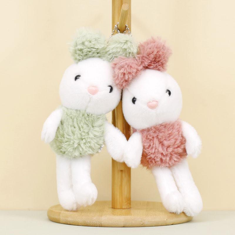 Adorable Plush Rabbit Keychain Stuffed Animal Cute Green Bunny Toy 14cm Soft